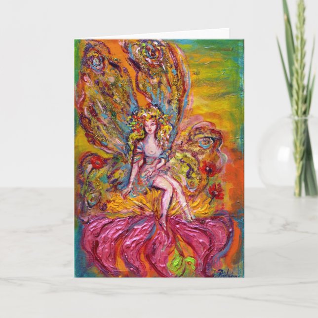 Cartes Pour Fêtes Annuelles FLEURS SUR L'imaginaire ROSE IRIS (Devant)