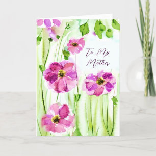 Cartes Pour Fêtes Annuelles Fleurs violettes aquarelle personnalisées pour la