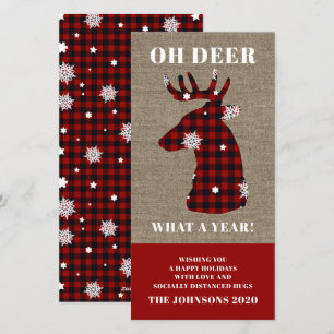 Cartes Pour Fêtes Annuelles Flocon de neige amusant à plat Oh Deer