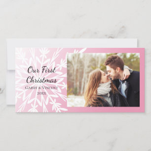 Cartes Pour Fêtes Annuelles Flocon de neige blanc sur le rose premier Noël ens