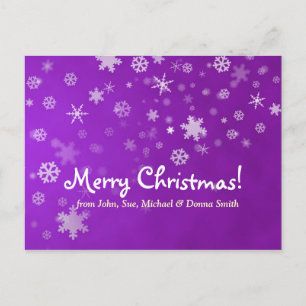Cartes Pour Fêtes Annuelles Flocon de neige de Noël en famille violet