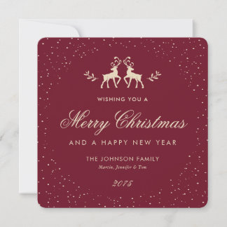 Cartes Pour Fêtes Annuelles Flocon de neige élégant de renne rouge