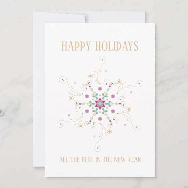 Cartes Pour Fêtes Annuelles Flocon de neige élégant Joyeuses Fêtes Entreprise (Devant)