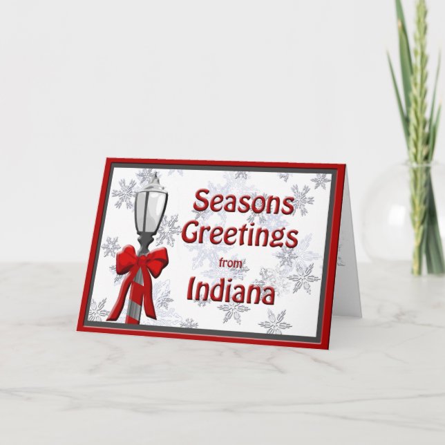 Cartes Pour Fêtes Annuelles Flocon de neige en lampes Joyeuses Fêtes Indiana (Devant)
