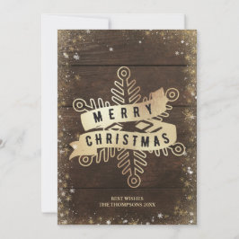 Cartes Pour Fêtes Annuelles Flocon de neige en or rustique Joyeux Noël