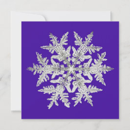 Cartes Pour Fêtes Annuelles Flocon de neige géométrique argenté sur violet bri