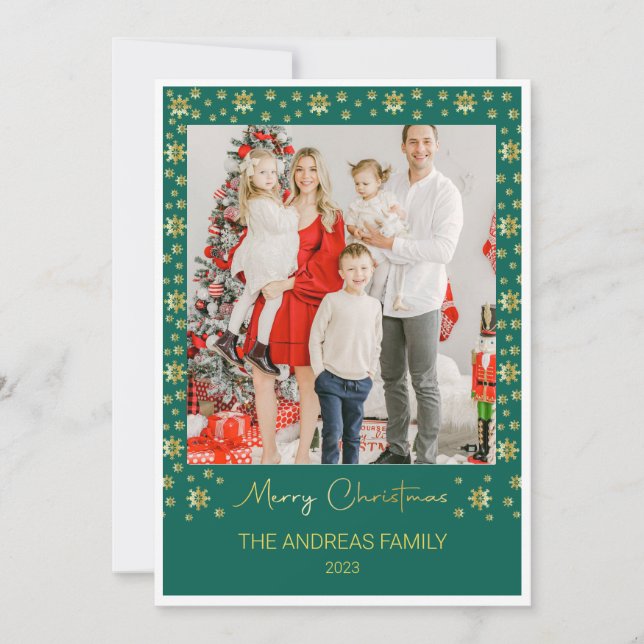 Cartes Pour Fêtes Annuelles Flocon de neige Joyeux Noël | Photo personnalisée (Devant)