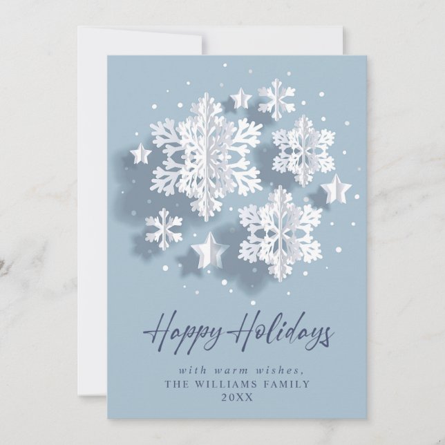 Cartes Pour Fêtes Annuelles Flocon de neige moderne élégant Salutation de Noël (Devant)