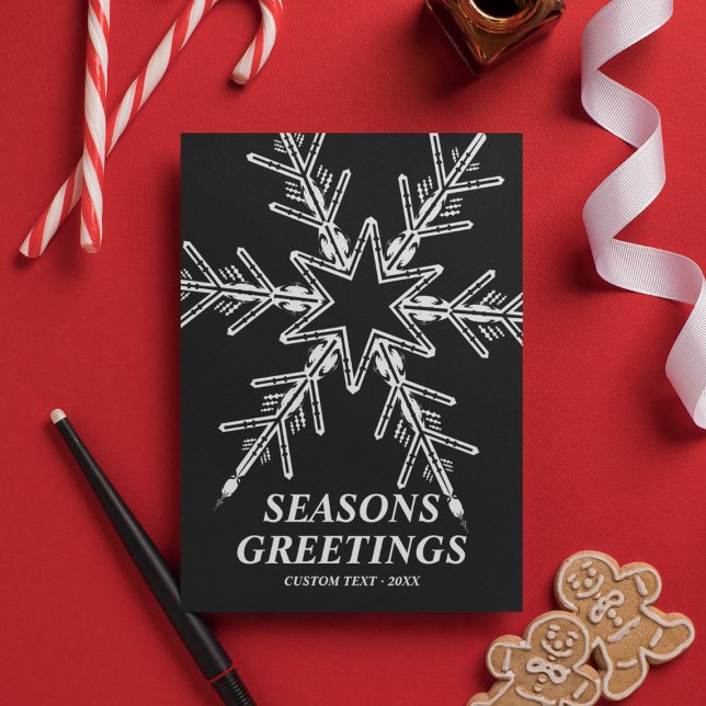 Cartes Pour Fêtes Annuelles Flocon de neige moderne gras Noël personnalisé (Modern Bold Snowflake Personalized Christmas Holiday Card
)