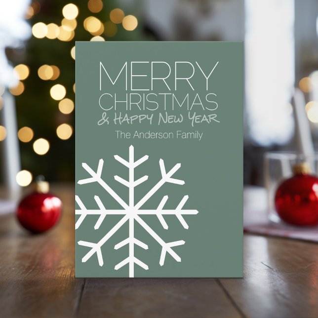 Cartes Pour Fêtes Annuelles Flocon de neige moderne Joyeux Noël - Non photo (Modern, Minimal Christmas Card with Large Snowflake)