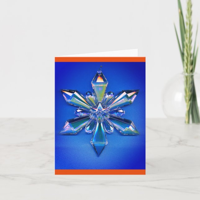 Cartes Pour Fêtes Annuelles Flocon de neige Ornement Noël Fête Bleu (Devant)