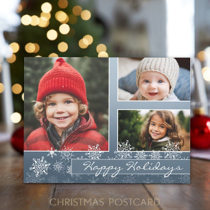 Cartes Pour Fêtes Annuelles Flocon de neige - photo de Noël - Flambeaux blancs