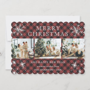 Cartes Pour Fêtes Annuelles Flocon de neige rouge à plis brillant 3 photo Coll