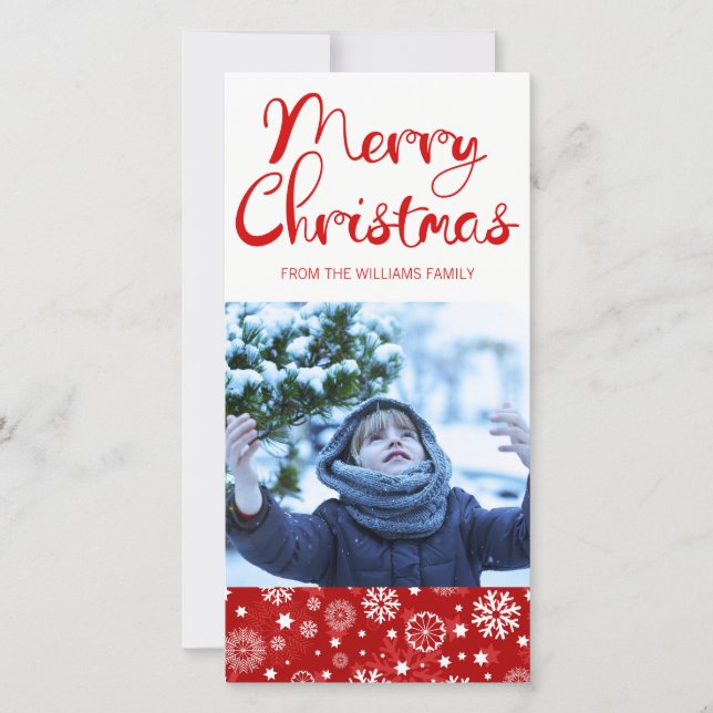 Cartes Pour Fêtes Annuelles Flocon de neige rouge moderne Joyeux Noël Photogra (Devant)