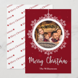 Cartes Pour Fêtes Annuelles Flocon de neige rouge ornement photo de Noël