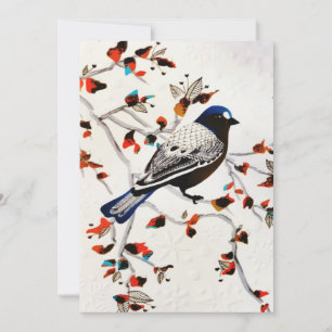 Cartes Pour Fêtes Annuelles Flocon de neige rustique doré d'hiver oiseau