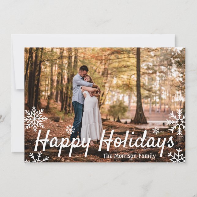 Cartes Pour Fêtes Annuelles Flocon de neige simple heureux (Devant)