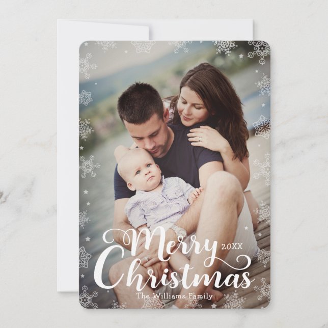 Cartes Pour Fêtes Annuelles Flocon de neige simple Joyeux Noël à saigner (Devant)