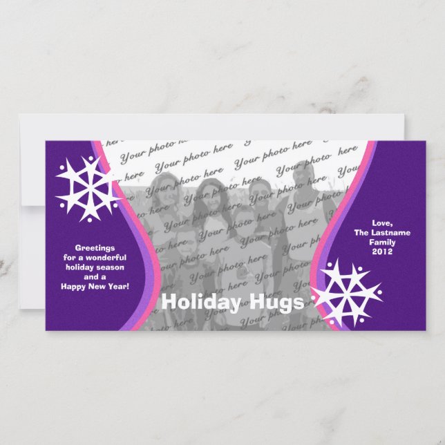 Cartes Pour Fêtes Annuelles Flocon de neige violet et rose (Devant)