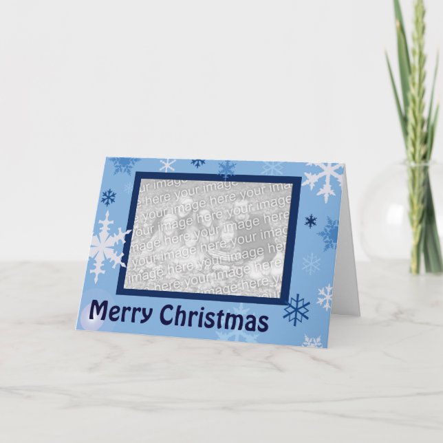 Cartes Pour Fêtes Annuelles Flocons de neige bleus (Devant)