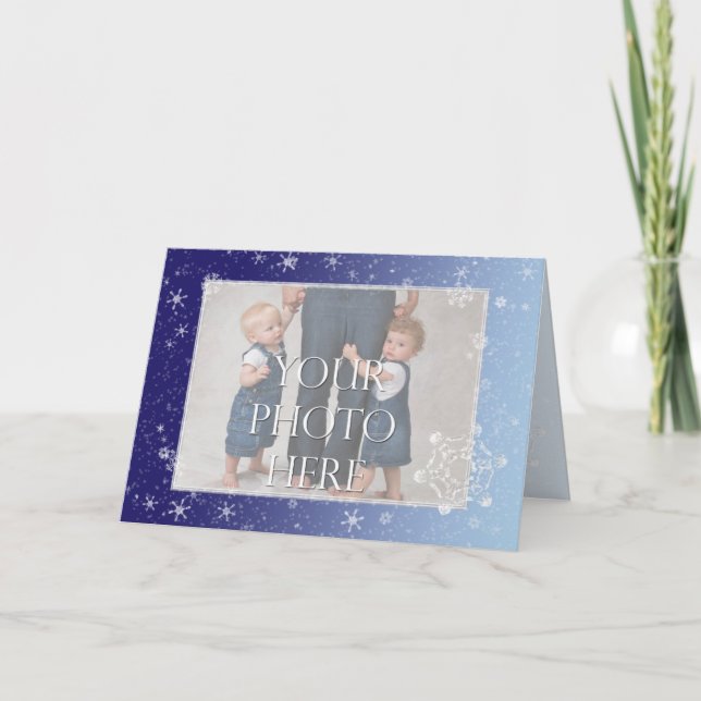 Cartes Pour Fêtes Annuelles Flocons de Neige Cristallins (Devant)
