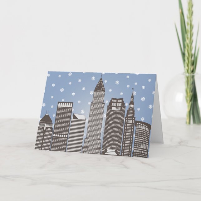 Cartes Pour Fêtes Annuelles Flocons de neige de Cleveland (Devant)