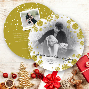 Cartes Pour Fêtes Annuelles Flocons de neige d'hiver Paix Amour Joie Photo élé