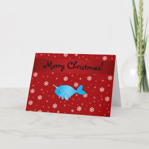 Cartes Pour Fêtes Annuelles Flocons de neige rouges narwhal nommés