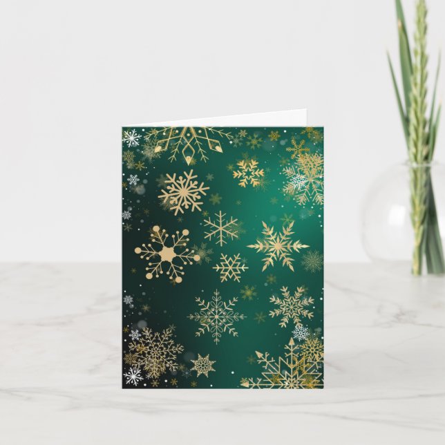 Cartes Pour Fêtes Annuelles Flocons dorés  (Devant)