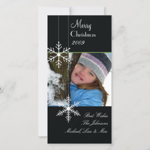Cartes Pour Fêtes Annuelles Flocons ~ Noël noir et blanc, garniture verte