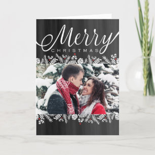 Cartes Pour Fêtes Annuelles Floral & Berries Chalkboard Joyeux Noël Photo