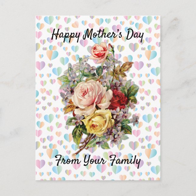 Cartes Pour Fêtes Annuelles Floral Elegant Fête des Mères Design (Devant)