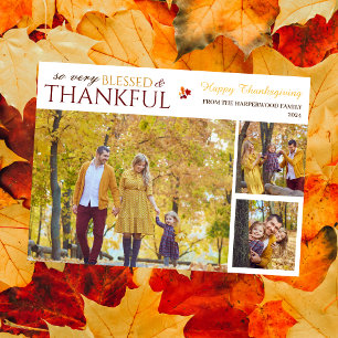 Cartes Pour Fêtes Annuelles Floral Fall Moderne Bon thanksgiving photo de fami