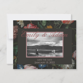 Cartes Pour Fêtes Annuelles Floral foncé Enregistrer la date