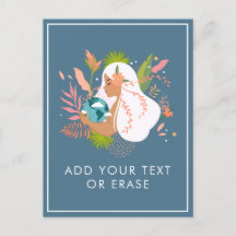 Floral Girl Holding Terre Dusty Blue Planet Nature