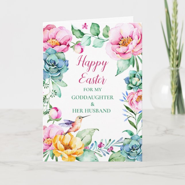 Cartes Pour Fêtes Annuelles Floral Happy Pâques Godgirl et son mari (Devant)