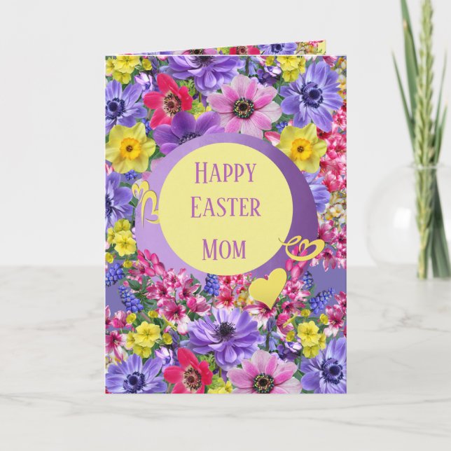 Cartes Pour Fêtes Annuelles Floral Happy Pâques Maman (Devant)
