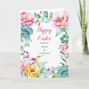 Cartes Pour Fêtes Annuelles Floral Happy Pâques maman et Stepdad