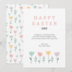 Cartes Pour Fêtes Annuelles Floral Happy Pâques mignonne Moderne Pastel Fleur
