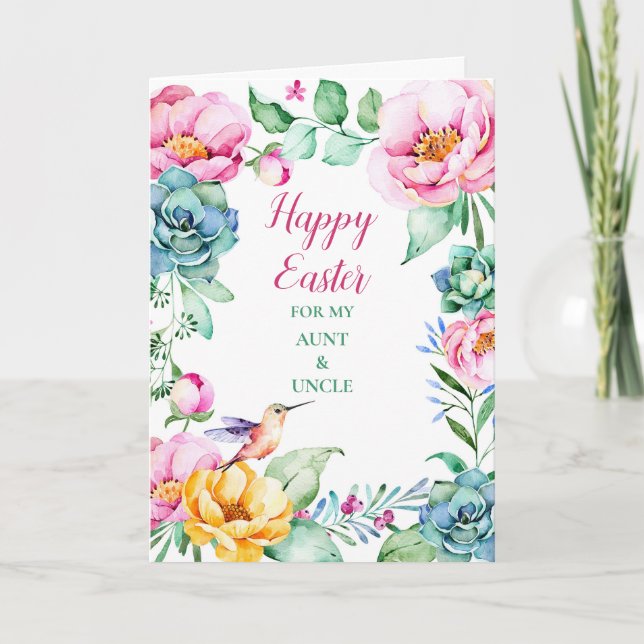 Cartes Pour Fêtes Annuelles Floral Joyeuse Tante de Pâques et oncle (Devant)
