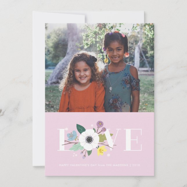 Cartes Pour Fêtes Annuelles Floral Love Valentine's Day Card - Mauve (Devant)