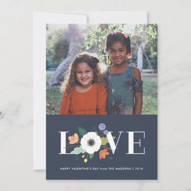 Cartes Pour Fêtes Annuelles Floral Love Valentine's Day Card - Minuit (Devant)
