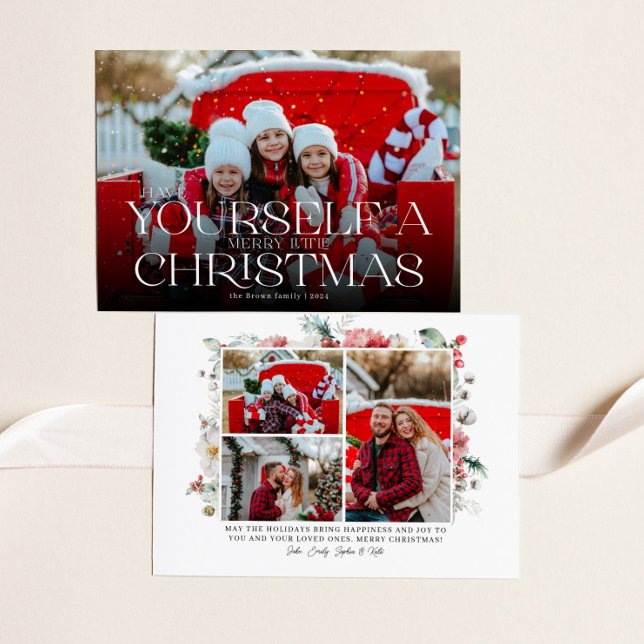 Cartes Pour Fêtes Annuelles Floral moderne Noël photo complète (Créateur téléchargé)