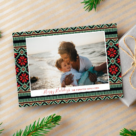 Cartes Pour Fêtes Annuelles Floral nordique Poinsettia Joyeux Vacances Photo