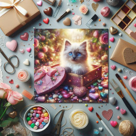 Cartes Pour Fêtes Annuelles Floral Ragdoll Love Kitten Candy Box Valentine