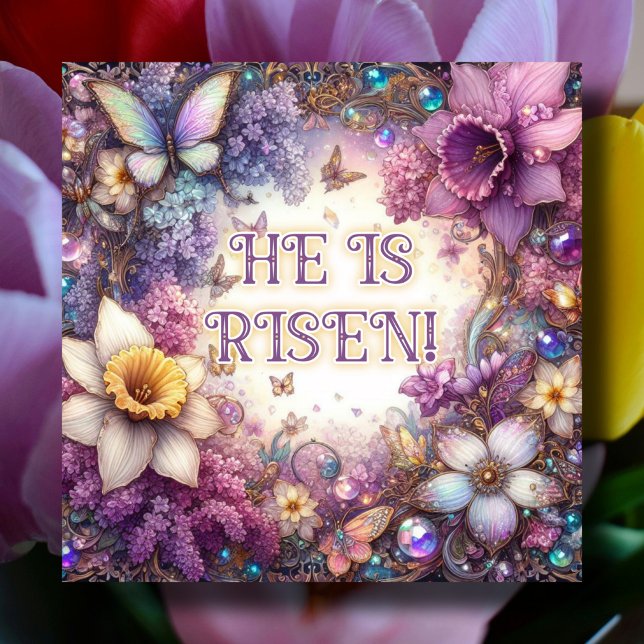 Cartes Pour Fêtes Annuelles Floral Violet Il Est Risqué Papillons Pâques (Créateur téléchargé)
