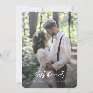 Cartes Pour Fêtes Annuelles Floral Violet Juste Marié Script Mariage Photo