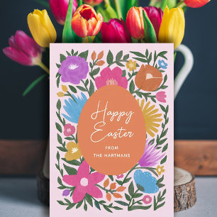Cartes Pour Fêtes Annuelles Florales colorées audacieuses Élégantes Pâques   O