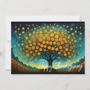 Cartes Pour Fêtes Annuelles Flower Art Fall Tree Holiday Thankgiving Card