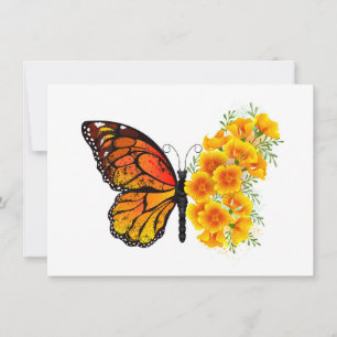 Cartes Pour Fêtes Annuelles Flower Butterfly with Yellow California Poppy